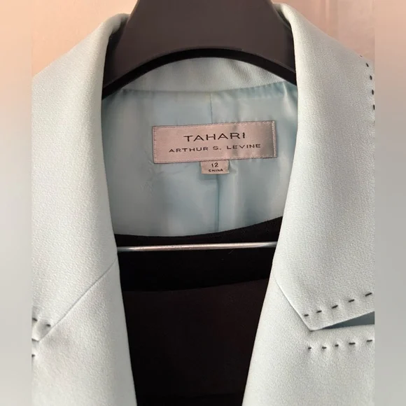 Tahari Blazer with Striped Tank Top and Black Slacks - Picture 3 of 6